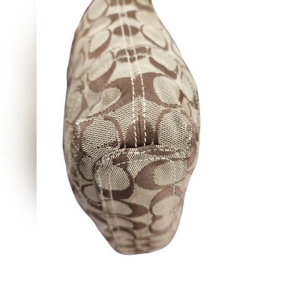 COACH Signature C Khaki/Cream Jacquard Leather Hobo Duffle 2-way Bag 10403 GUC - Picture 5 of 16